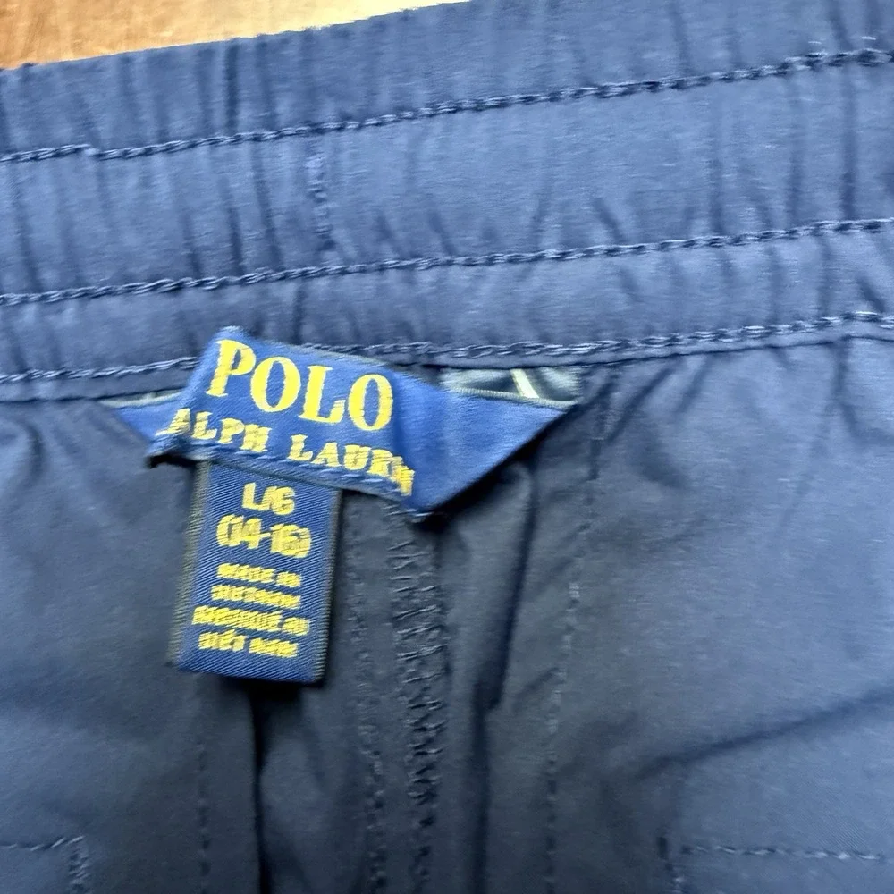 Polo Sport Ralph Lauren Performance Youth Navy‎ Track Pants Wind Pony Sz L 14/16